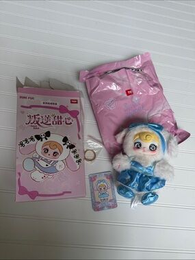 Cinderella Lamb Blue & White Plush Doll Keychain with Pink Packaging